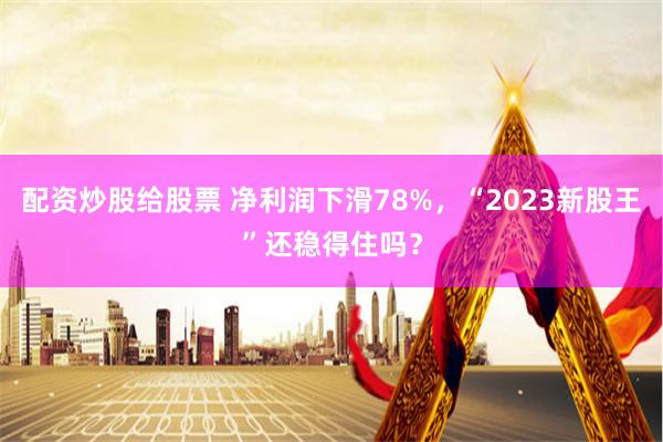 配资炒股给股票 净利润下滑78%，“2023新股王”还稳得住吗？